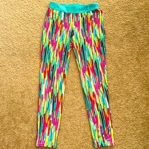 Multi colored Nike pro leggings size small, excellent condition